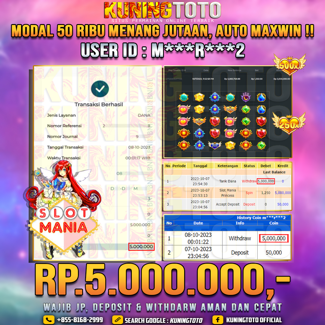 Bukti JP Slot Kuning toto 07 Oktober 2023 Slot Mania Princess