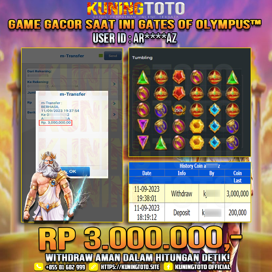 Bukti JP Slot Member KUNING TOTO 11 September 2023 Gates of Olympus