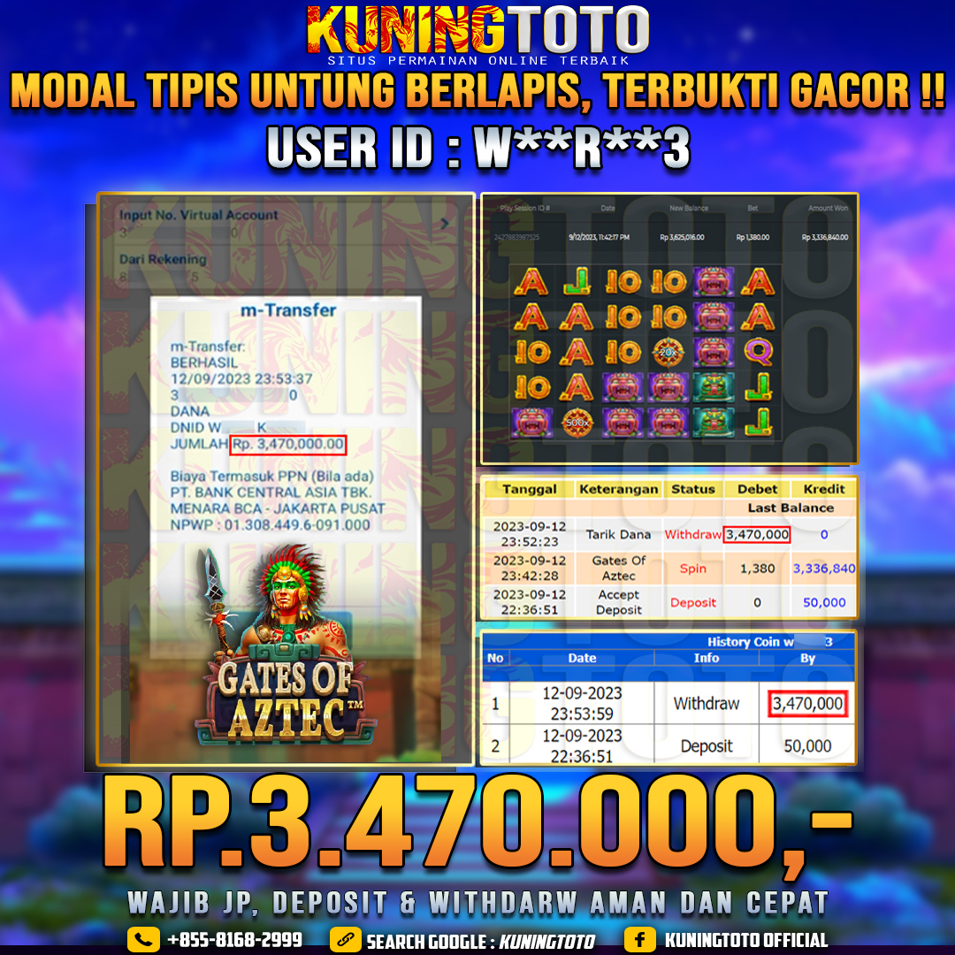 Bukti JP Slot PG Soft Kuningtoto 12 September 2023 Gates Of Aztec