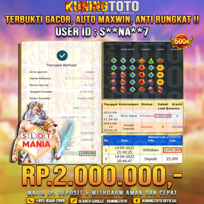 Bukti JP Slot Member KUNING TOTO 14 September 2023 Modal Tipis