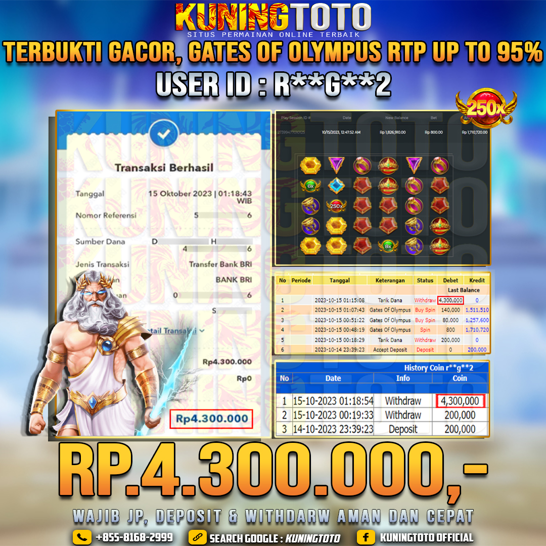 Bukti JP Slot Member KUNING TOTO 15 Oktober 2023 Gates Of Olympus