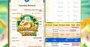 Bukti JP Slot Member KUNING TOTO 17 Oktober 2023 Mahjong Ways 2