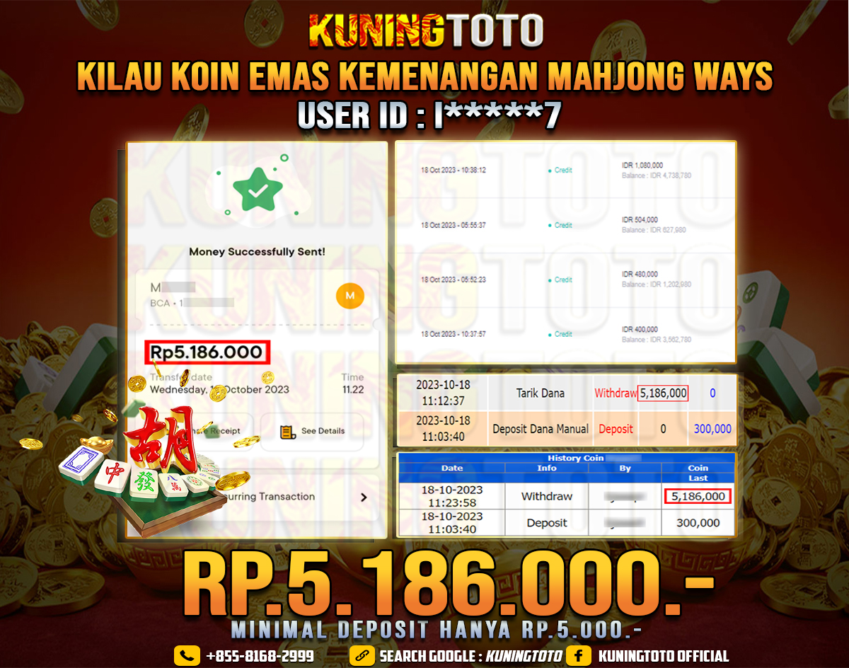 Bukti JP Slot Member KUNING TOTO 18 Oktober 2023 Mahjong Ways