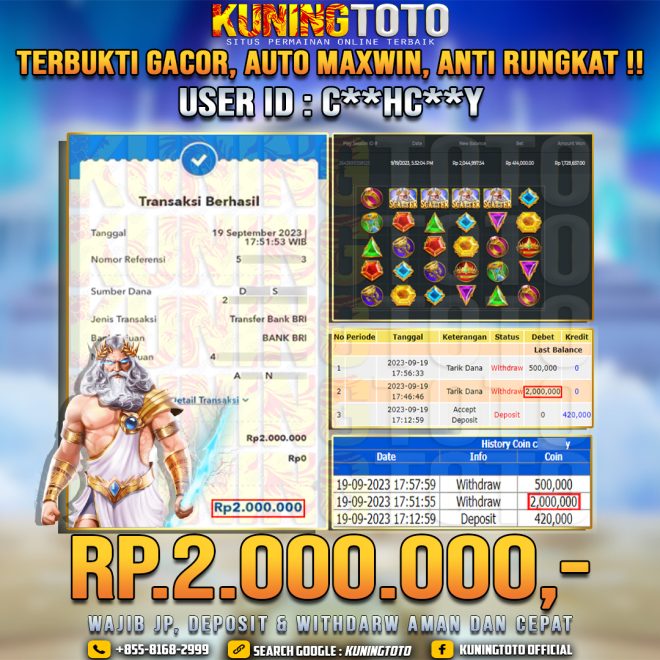 Bukti JP Slot Member KUNING TOTO 19 September 2023 Gates Of Olympus