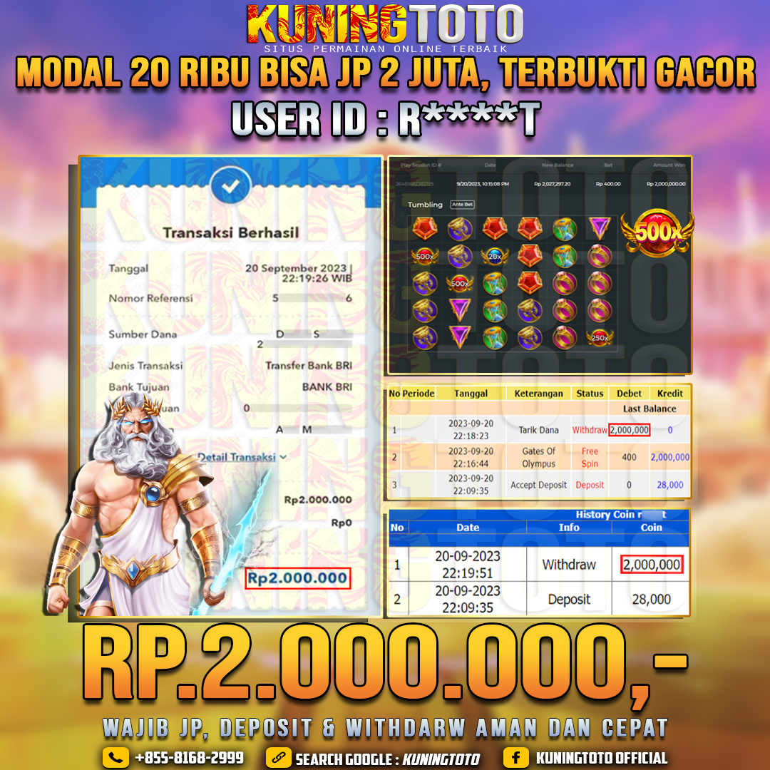 Bukti JP Slot Member KUNING TOTO 20 September 2023 Modal 20 Ribu