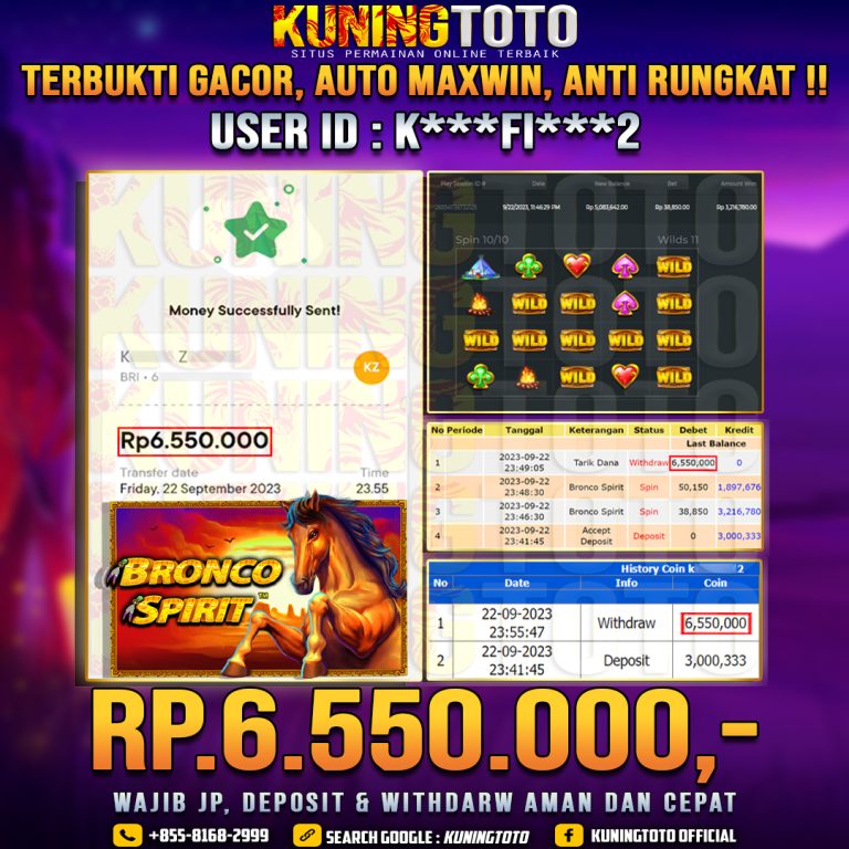 Bukti JP Slot Member KUNING TOTO 22 September 2023 Bronco Spirit