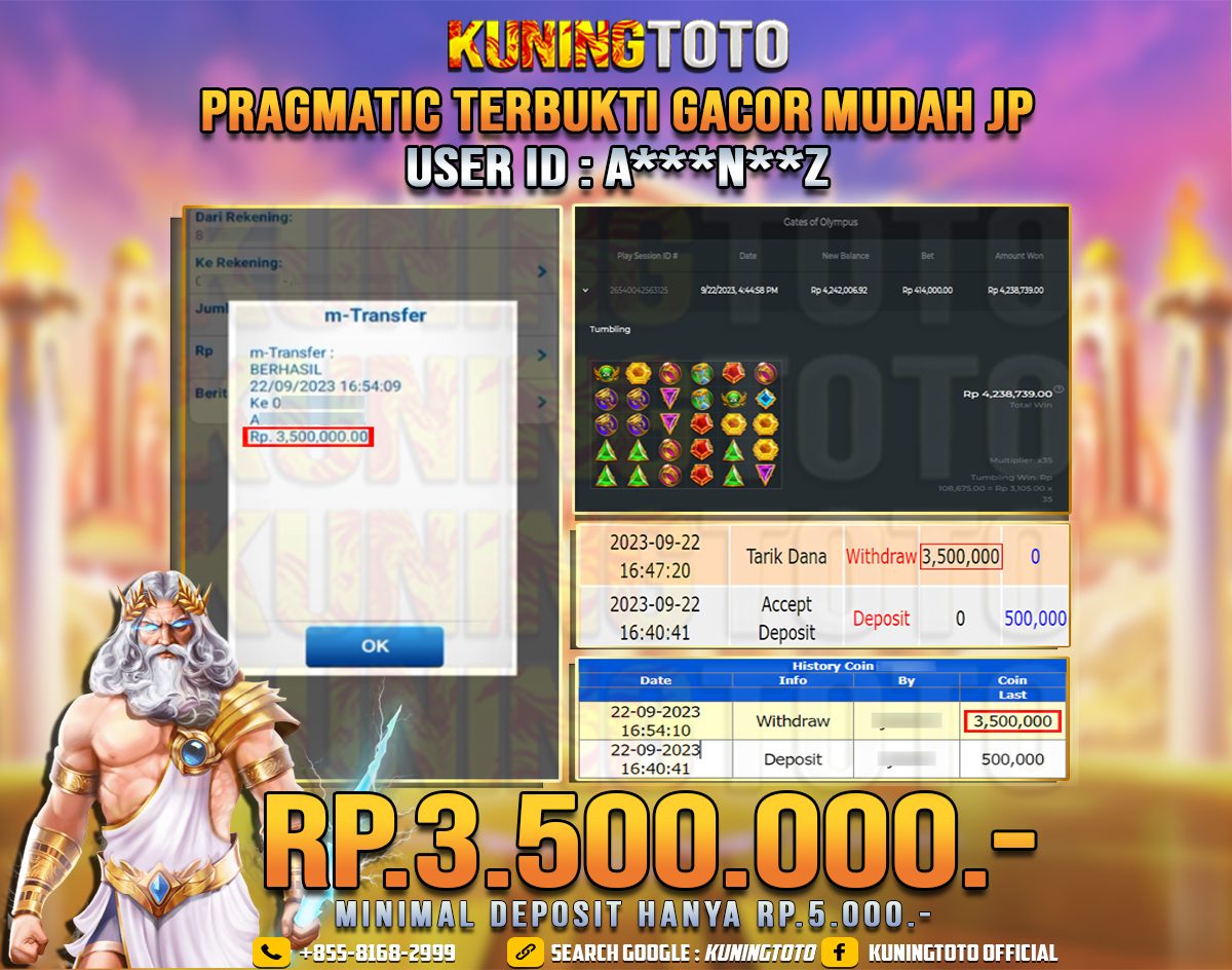 Bukti JP Slot Member KUNING TOTO 22 September 2023 Gates of Olympus