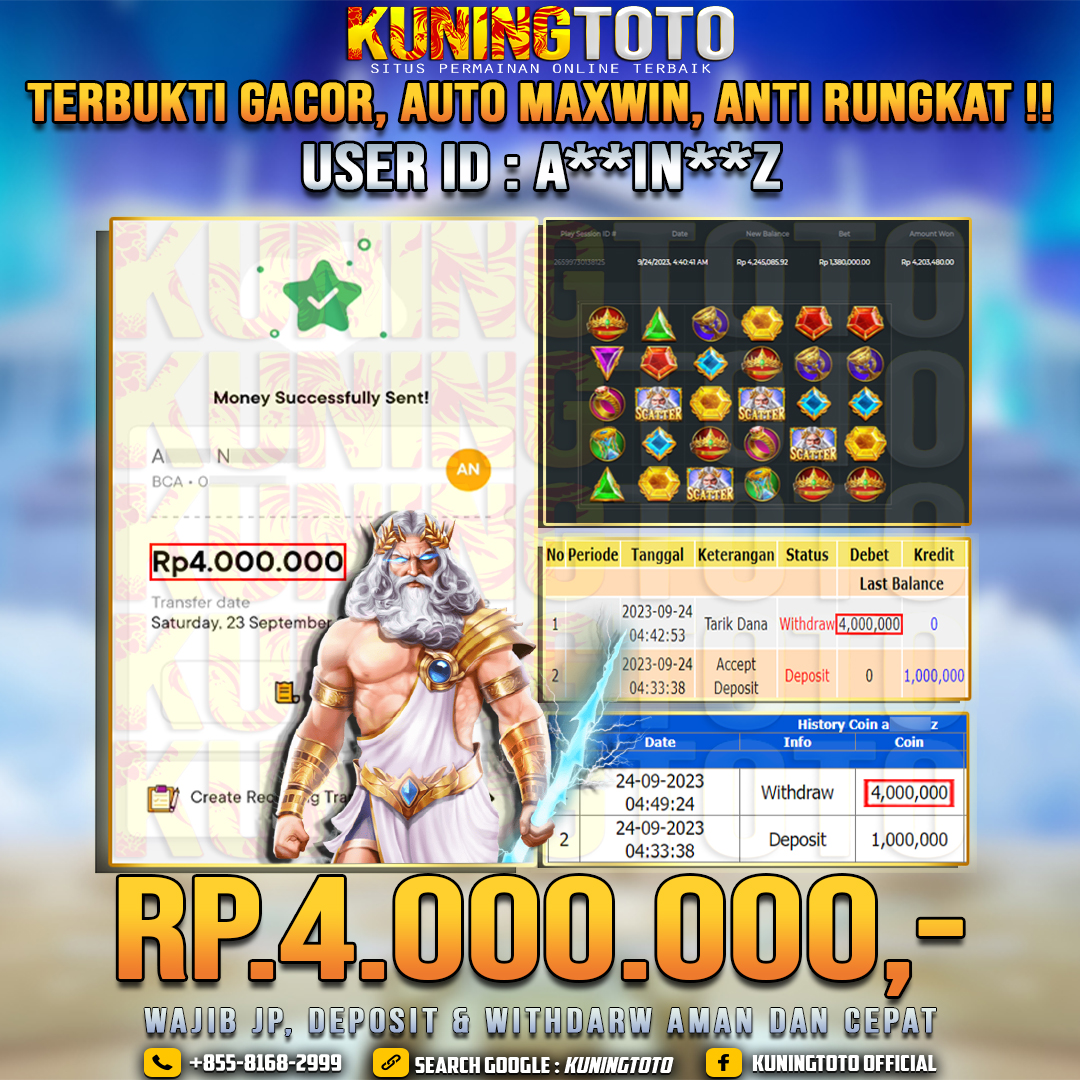 Bukti JP Slot Member KUNING TOTO 24 September 2023 Gates of Olympus