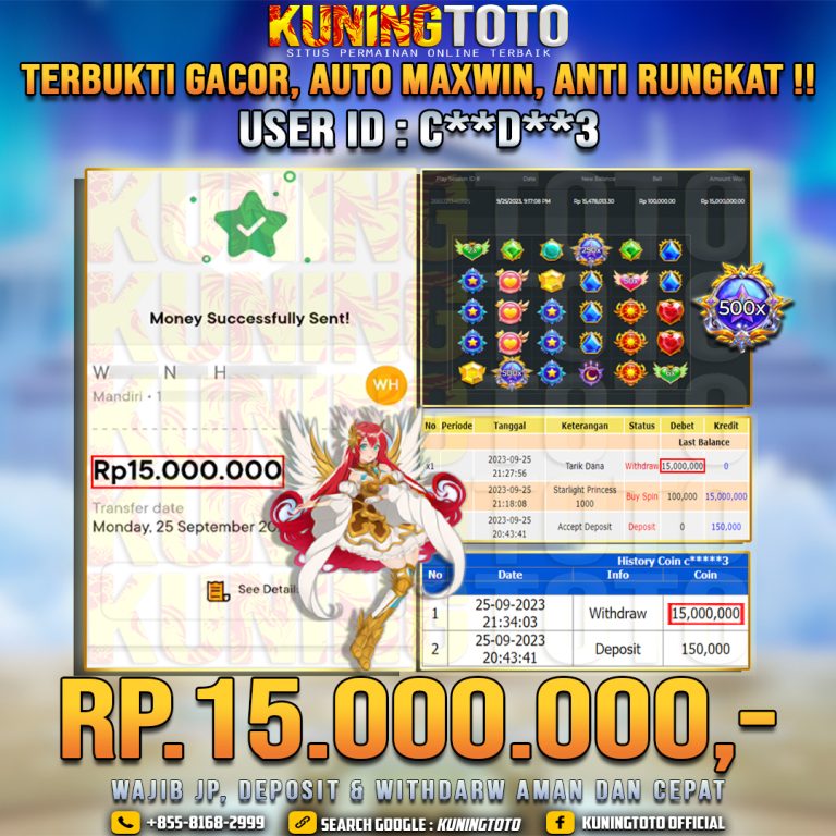 Bukti JP Slot Member KUNING TOTO 25 September 2023 Starlight Princess 1000