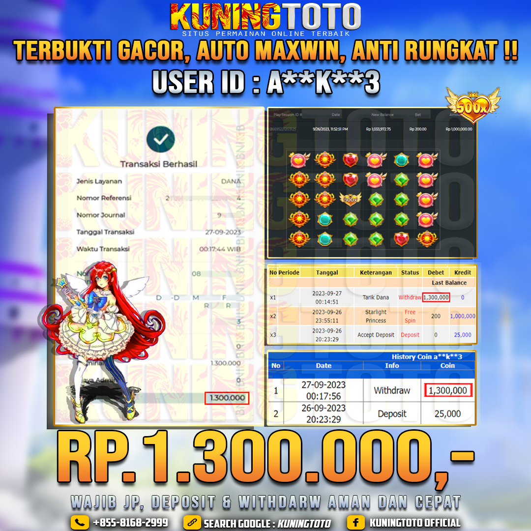 Bukti JP Slot Member KUNING TOTO 28 September 2023 Starlight Princess