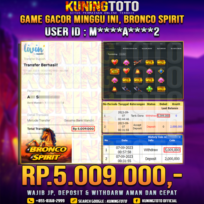 Bukti JP Slot Member KUNING TOTO 07 September 2023 Bronco Spirit