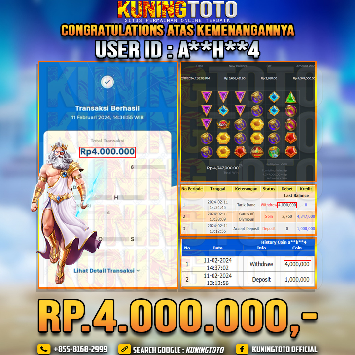 Bukti JP Slot Kuning toto 11 Febuari 2024 Gate Of Olympus