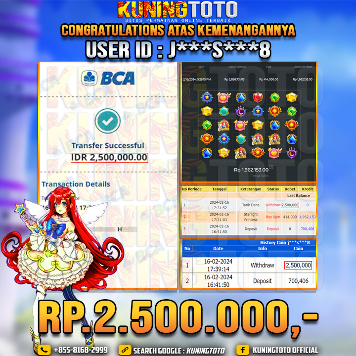 Bukti JP Slot Kuning toto 16 Febuari 2024 Starlight Princess