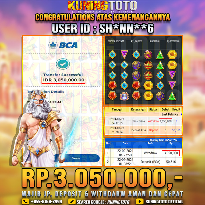 Bukti JP Slot Kuning toto 22 Febuari 2024 Gate Of Olympus x1000