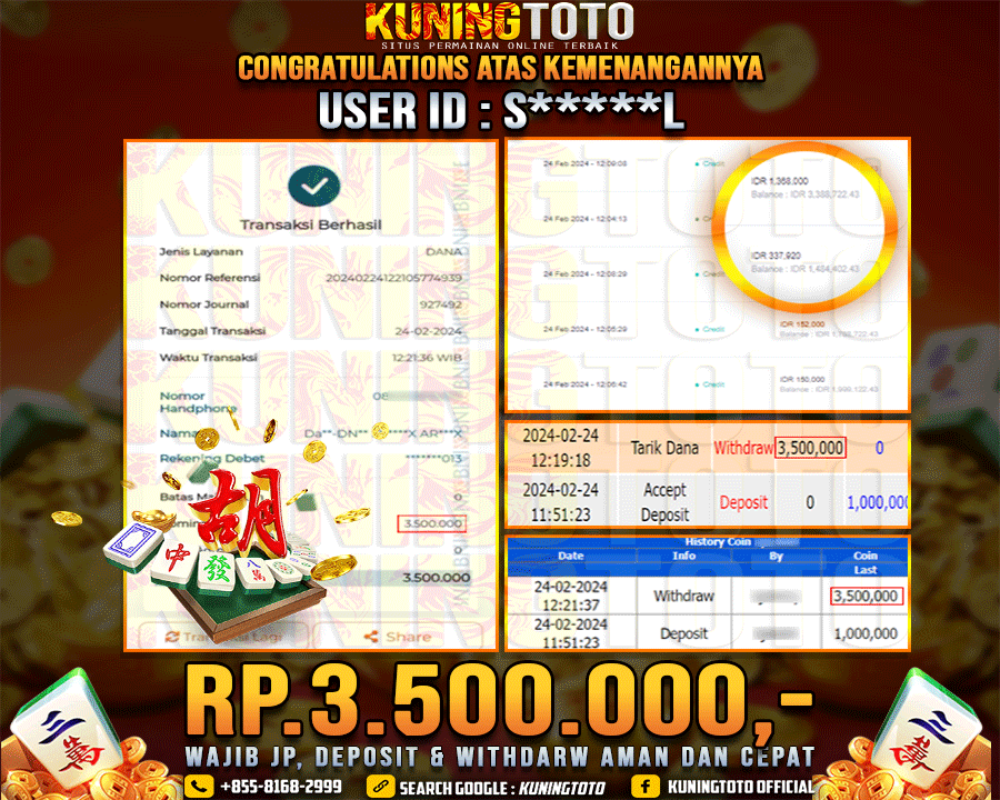 Bukti JP Slot Kuning toto 24 Febuari 2024 Mahjong Ways