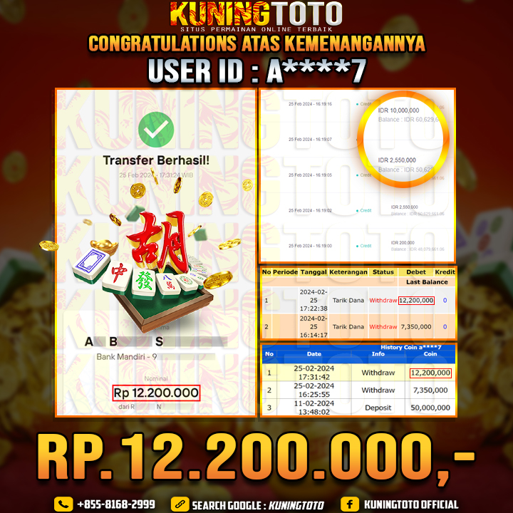 Bukti JP Slot Kuning toto 25 Febuari 2024 Mahjong Ways