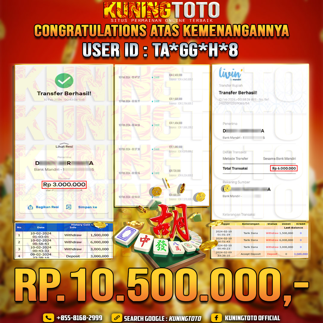 Bukti JP Slot Kuning toto 10 Febuari 2024 Mahjong ways