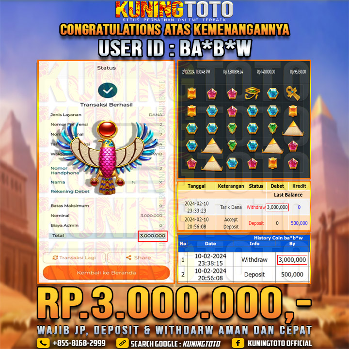 Bukti JP Slot Kuning toto 10 Febuari 2024 Pyramid Bonanza