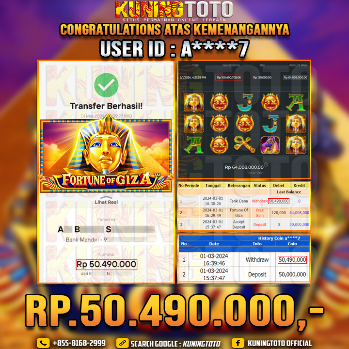 Bukti JP Slot Kuning toto 1 Maret 2024 Fortune of Giza