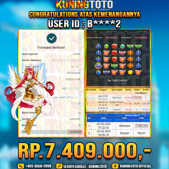 Bukti JP Slot Kuning toto 2 Maret 2024 Starlight Princess 1000