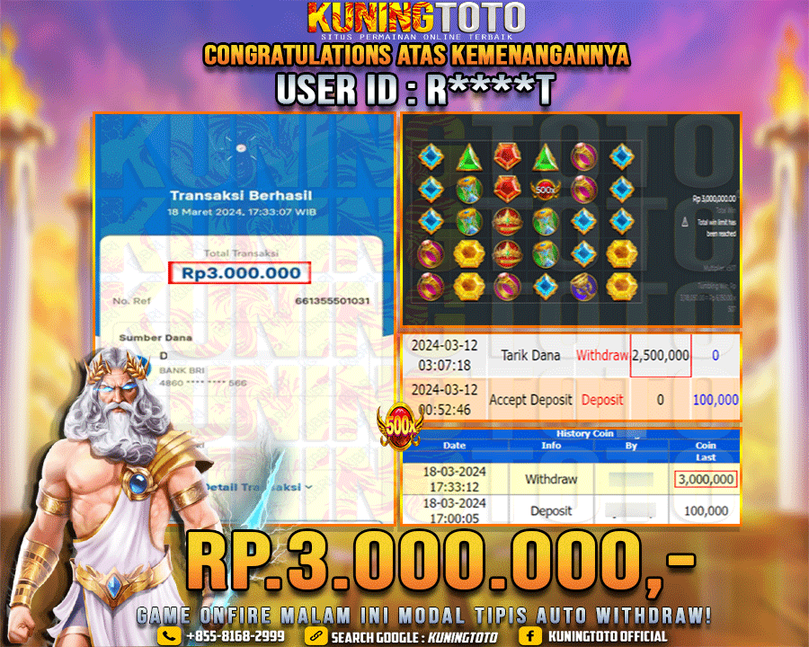 Bukti JP Slot Kuning toto 18 Maret 2024 Gates Of Olympus