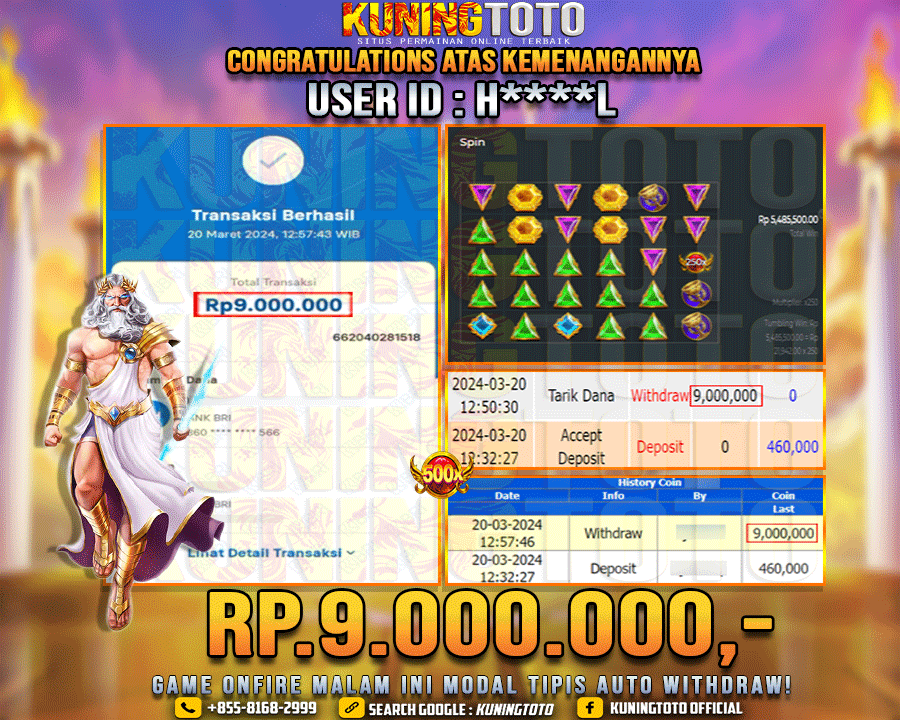 Bukti JP Slot Kuning toto 20 Maret 2024 Gates of Olympus