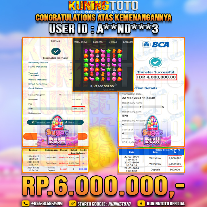 Bukti JP Slot Kuning toto 22 Maret 2024 Sugar Rush