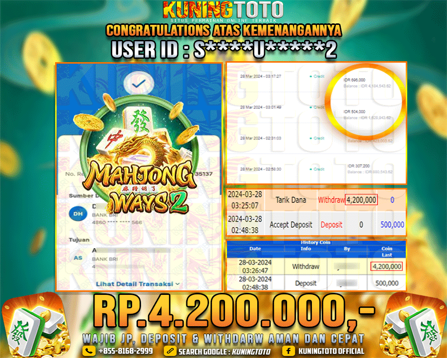 Bukti JP Slot Kuning toto 28 Maret 2024 Mahjong Ways