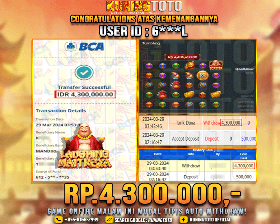 Bukti JP Slot Kuning toto 29 Maret 2024 Laughing Fortune