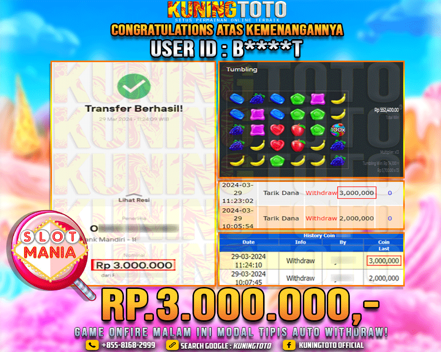 Bukti JP Slot Kuning toto 29 Maret 2024 Sweet Slot mania