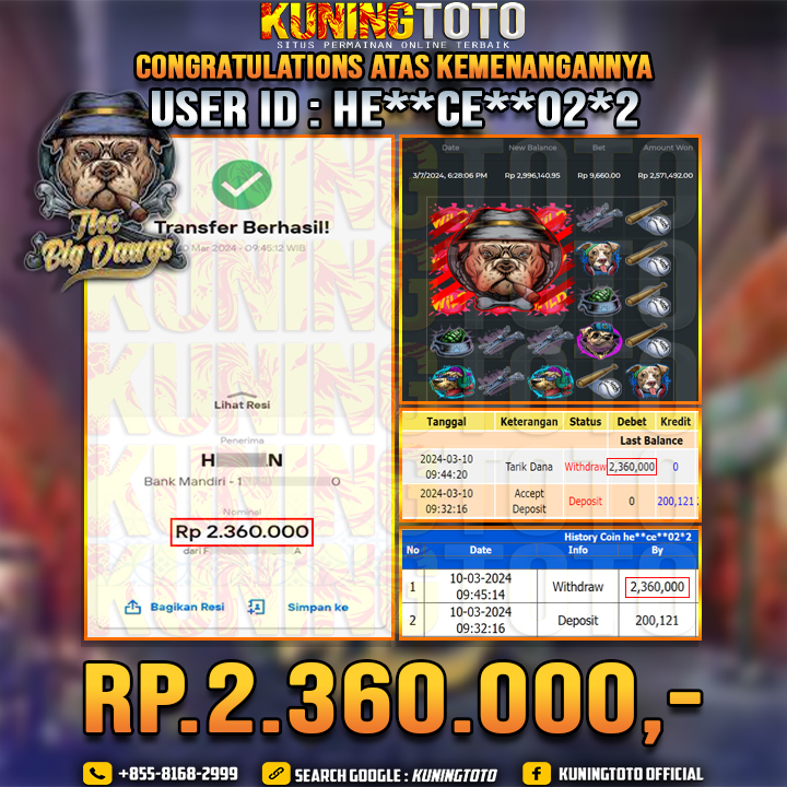 Bukti JP Slot Kuning toto 10 Maret 2024 The Big Dawgs