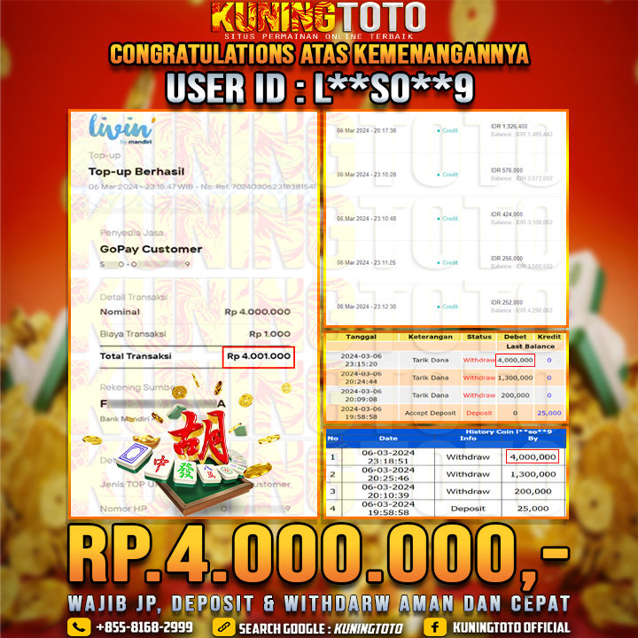 Bukti JP Slot Kuning toto 07 Maret 2024 Mahjong Ways