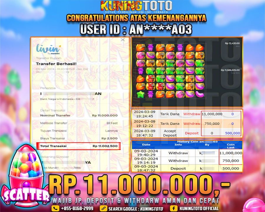 Bukti JP Slot Kuning toto 10 Maret 2024 Sugar Rush