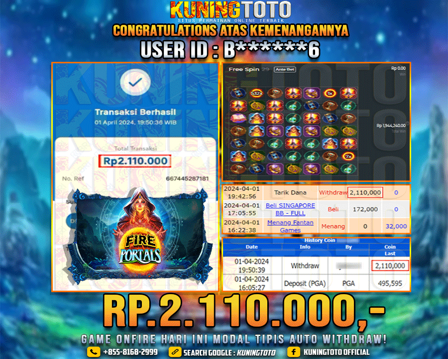 Bukti JP Slot Kuning toto 01 April 2024 Fire Portals