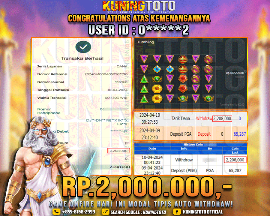 Bukti JP Slot Kuning toto 10 April 2024 Gate of Olympus