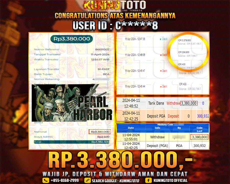 Bukti JP Slot Kuning toto 11 April 2024 Pearl Harbor