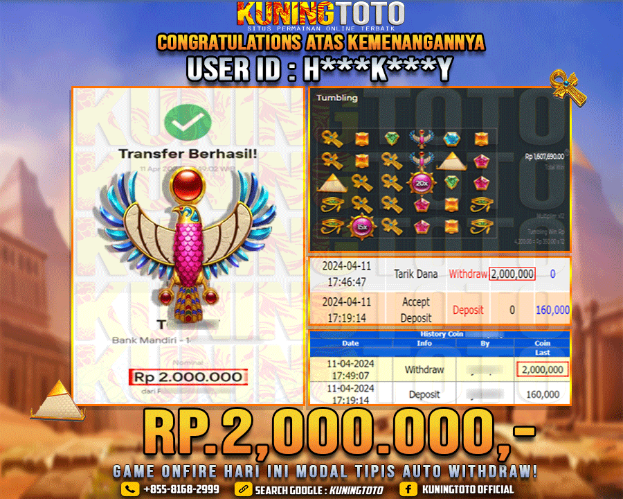 Bukti JP Slot Kuning toto 11 April 2024 Pyramid Bonanza