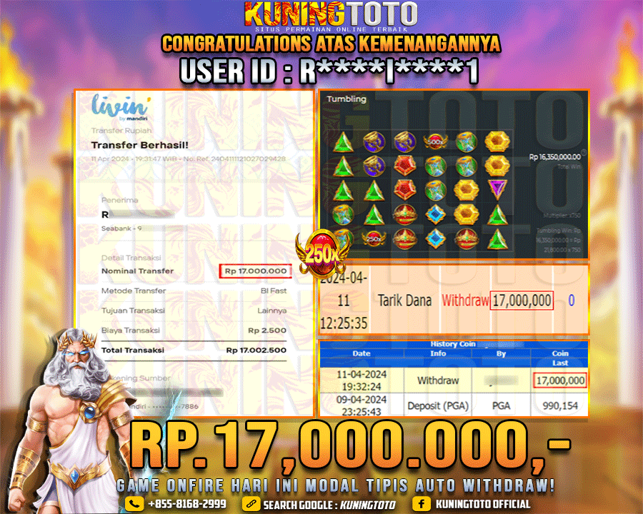 Bukti JP Slot Kuning toto 11 April 2024 Gate of Olympus