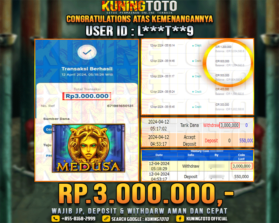 Bukti JP Slot Kuning toto 12 April 2024 Kutukan Medusa