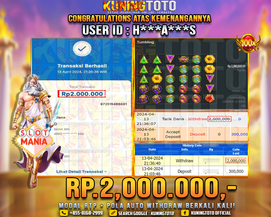 Bukti JP Slot Kuning toto 13 April 2024 Gate of Olympus Slot Mania