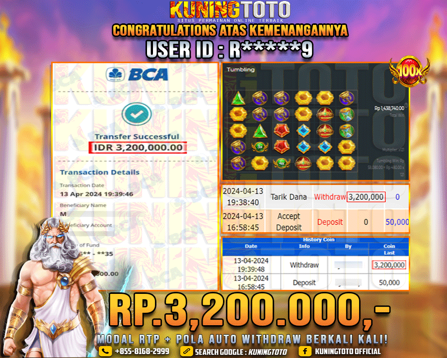 Bukti JP Slot Kuning toto 13 April 2024 Gate of Olympus