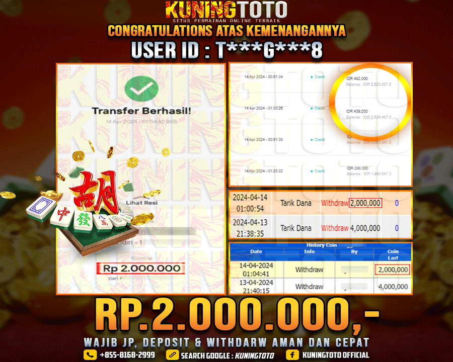 Bukti JP Slot Kuning toto 14 April 2024 Mahjong ways 1