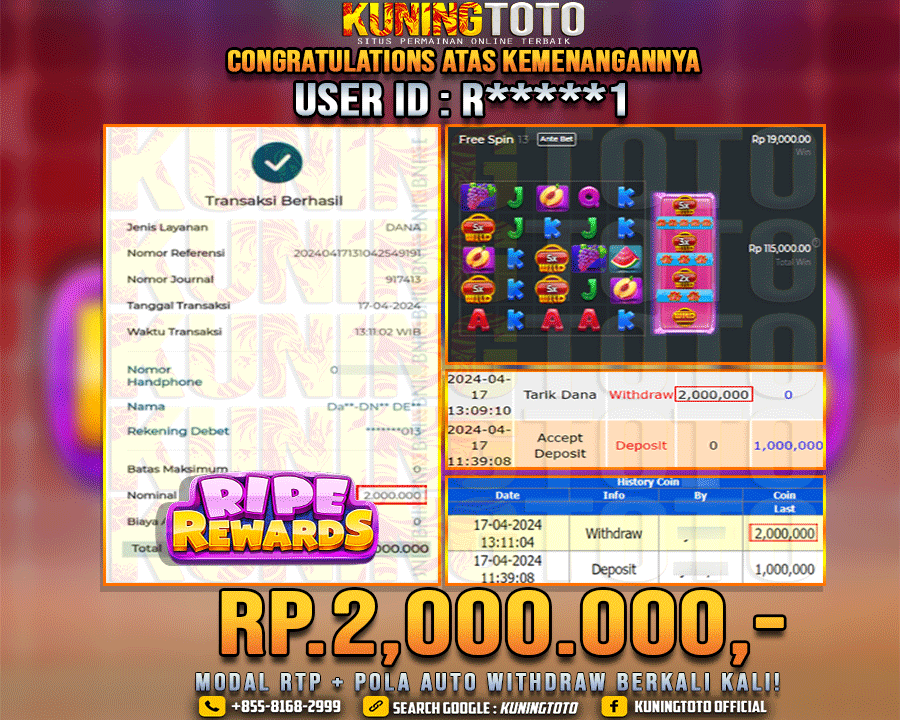 Bukti JP Slot Kuning toto 17 April 2024 Ripe Rewards