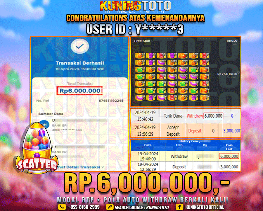 Bukti JP Slot Kuning toto 19 April 2024 Sugar Rush 1000