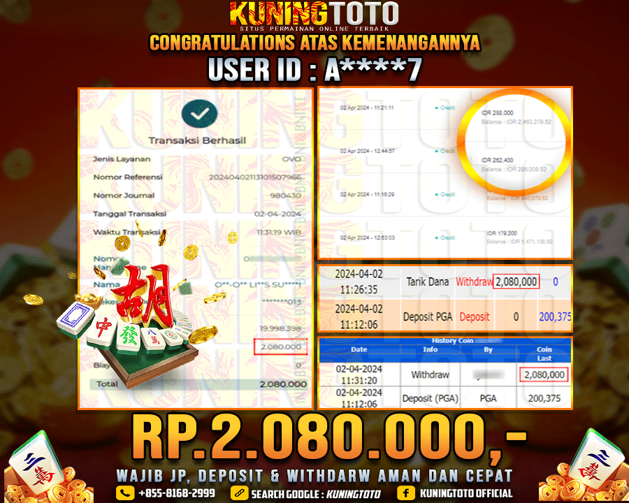 Bukti JP Slot Kuning toto 02 April 2024 Mahjong ways 1