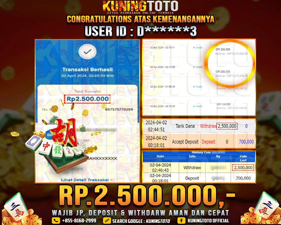 Bukti JP Slot Kuning toto 02 April 2024 Mahjong ways 1