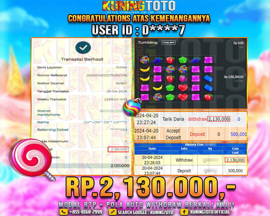 Bukti JP Slot Kuning toto 20 April 2024 Sweet Bonanza