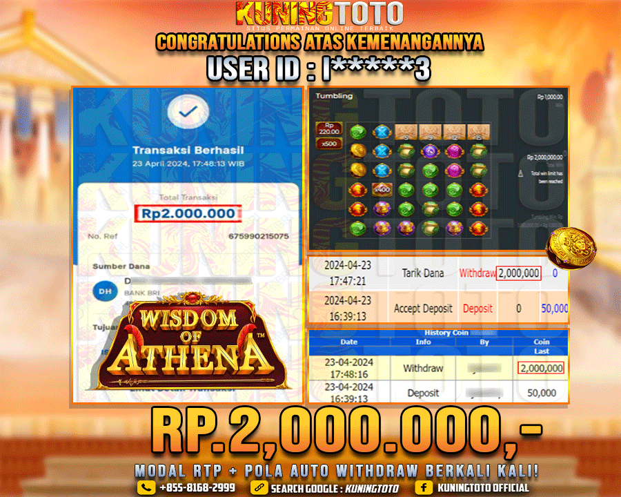 Bukti JP Slot Kuning toto 23 April 2024 Wisdom of Athena