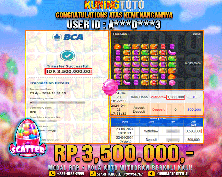 Bukti JP Slot Kuning toto 23 April 2024 Sugar Rush