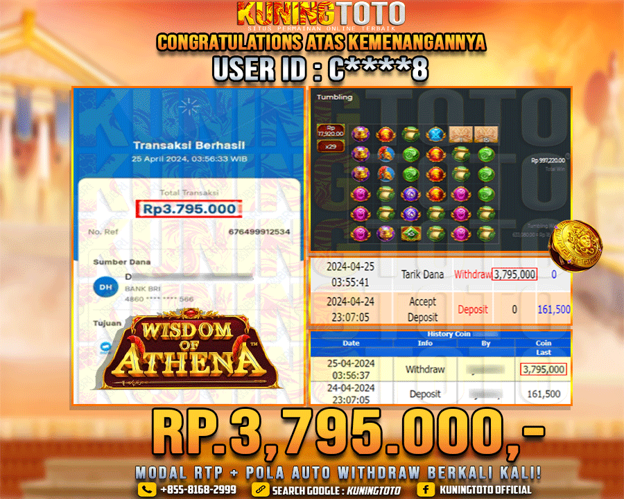 Bukti JP Slot Kuning toto 25 April 2024 Wisdom of Athena